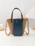 Mini Straw Bag Double Handle Solid Color Vacation Style