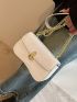 Mini Square Bag Fashionable White Crocodile Embossed Chain Flap PU