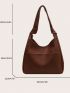 Fashion Style Hobo Bag Solid Color Patch Decor With Small Pouch