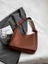 Fashion Style Hobo Bag Solid Color Patch Decor With Small Pouch