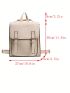 Medium Flap Backpack Buckle Decor Contrast Binding Design