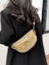 Small Straw Bag Colorblock Striped Pattern Chain Decor