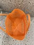 Medium Square Bag Orange Hollow Out Design, Clear Bag Trendy & Waterproof