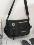 Medium Messenger Bag Letter Patch & Release Buckle Decor Nylon With Bag Charm