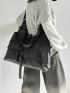 Minimalist Hobo Bag Black Release Buckle Nylon Oversized