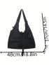 Minimalist Hobo Bag Black Release Buckle Nylon Oversized