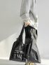 Minimalist Hobo Bag Black Release Buckle Nylon Oversized