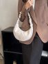 Minimalist Hobo Bag Medium Ruched Handle Zipper