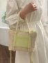 Two Tone Straw Bag Double Handle Vacation