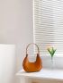 Minimalist Hobo Bag Small Zipper Brown Elegant