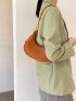 Minimalist Hobo Bag Small Zipper Brown Elegant