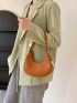 Minimalist Hobo Bag Small Zipper Brown Elegant