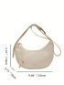 Letter Detail Hobo Bag With Zipper Textured White