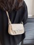 Heart Detail Flap Square Bag Pu Fashion White