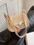 Heart Detail Flap Square Bag Pu Fashion White