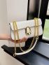 Metal Decor Flap Baguette Bag Fashion White