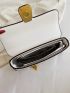 Metal Decor Flap Baguette Bag Fashion White