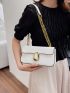 Metal Decor Flap Baguette Bag Fashion White