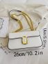 Metal Decor Flap Baguette Bag Fashion White