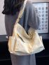 Pocket Front Hobo Bag Large Capacity Beige