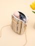 Mini Metal Patch Straw Bag Colorblock Vacation