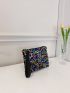 Sequin Decor Square Bag Glamorous Colorblock