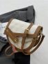 Mini Flap Geometric Embossed Saddle Bag Fashion Colorblock