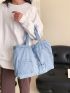 Stylish Denim Hobo Bag, Crossbody Bag For Work & School, Trendy Y2K Armpit Bag With Multiple Pockets