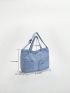 Stylish Denim Hobo Bag, Crossbody Bag For Work & School, Trendy Y2K Armpit Bag With Multiple Pockets