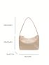 Minimalist Pu Hobo Bag With Zipper Casual Beige