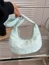 Textured Hobo Bag Fashion Green With Zipper Casual