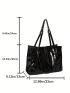 Letter Detail Shoulder Tote Bag Elegant Large Capacity