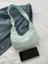 Textured Hobo Bag Fashion Green With Zipper Casual