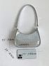 Mini Hobo Bag Houndstooth Pattern Silver Funky