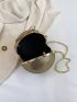 Mini Circle Bag Glitter Gold Ring Strap For Party, Perfect Bride Purse For Wedding, Prom & Party Events