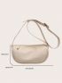 Letter Print Hobo Bag Beige Adjustable Strap For Daily