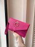 Mini Crocodile Embossed Envelope Bag Metal Decor Flap For Daily