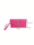 Mini Crocodile Embossed Envelope Bag Metal Decor Flap For Daily