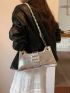 Crocodile Embossed Baguette Bag Silver Funky