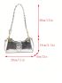 Crocodile Embossed Baguette Bag Silver Funky