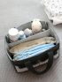 Letter Patch Striped Pattern Diaper Organizer Bag