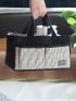 Letter Patch Striped Pattern Diaper Organizer Bag