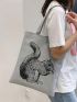 Small Shopper Bag Cartoon Horse Pattern Double Handle For Daily