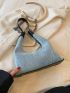 Medium Hobo Bag Denim Chain Strap For Daily