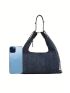 Medium Hobo Bag Denim Chain Strap For Daily