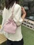 Mini Bucket Bag Baby Pink Ruched Detail Drawstring