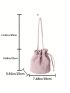 Mini Bucket Bag Baby Pink Ruched Detail Drawstring