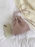 Mini Bucket Bag Baby Pink Ruched Detail Drawstring