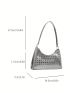 Houndstooth Embossed Baguette Bag Funky Metallic Zipper PU