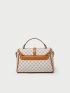 Small Flap Square Bag Vintage Geometric Pattern Top Handle PU